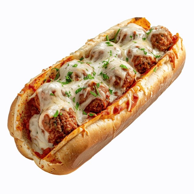 10" Meatball Parmigiana Sub.