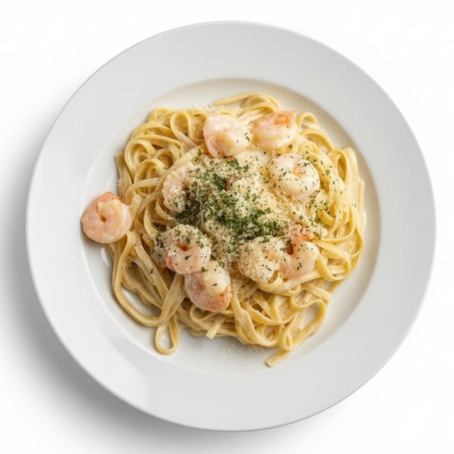 Fettuccine Alfredo with Shrimp.